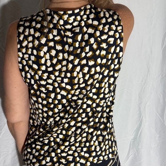 Diane Von Furstenberg Ivy Pomme Sky Gold Grass Rain Silk Jersey Dress Size 8 - Picture 7 of 10